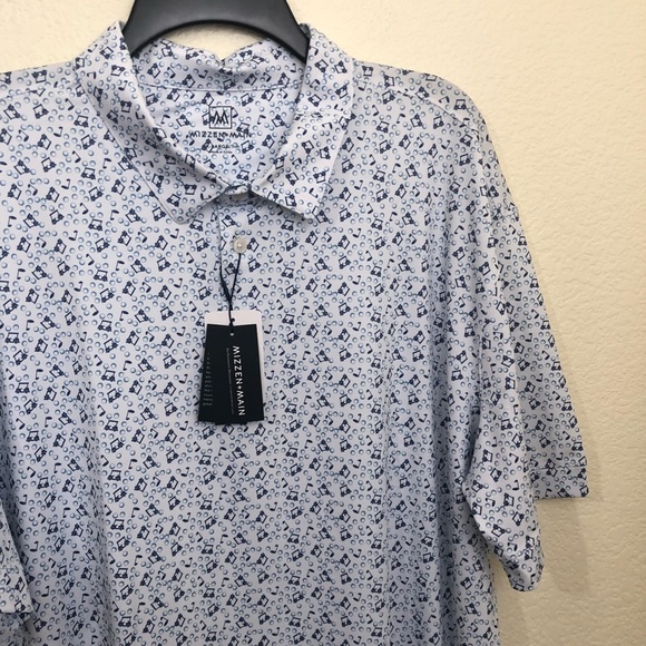 Mizzen+Main Mens XXL Versa Polo Shirt Trim Fit Short Sleeve Golf Graphic NWT - Picture 3 of 12